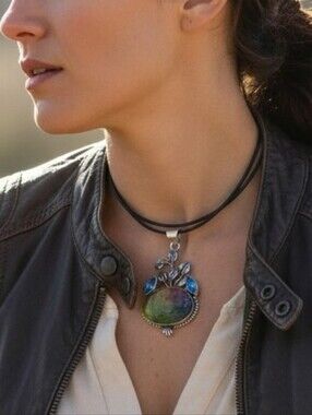 Rainbow Dragonstone Sterling Silver 925 Stone Pendant Necklace